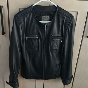 JohnPaulRichard Black Leather Moto Jacket Fitted Design